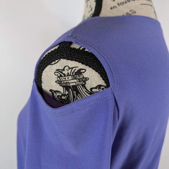 Clara Sunwoo Women's XS Blouse Periwinkle Blue Cut-Out 3/4 Sleeve Work Top - Picture 6 of 11